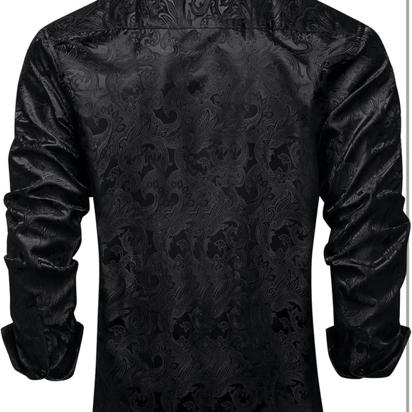 Elegant DiBanGu Mens Silk Paisley Dress Shirts Long Sleeve. - Picture 3 of 7